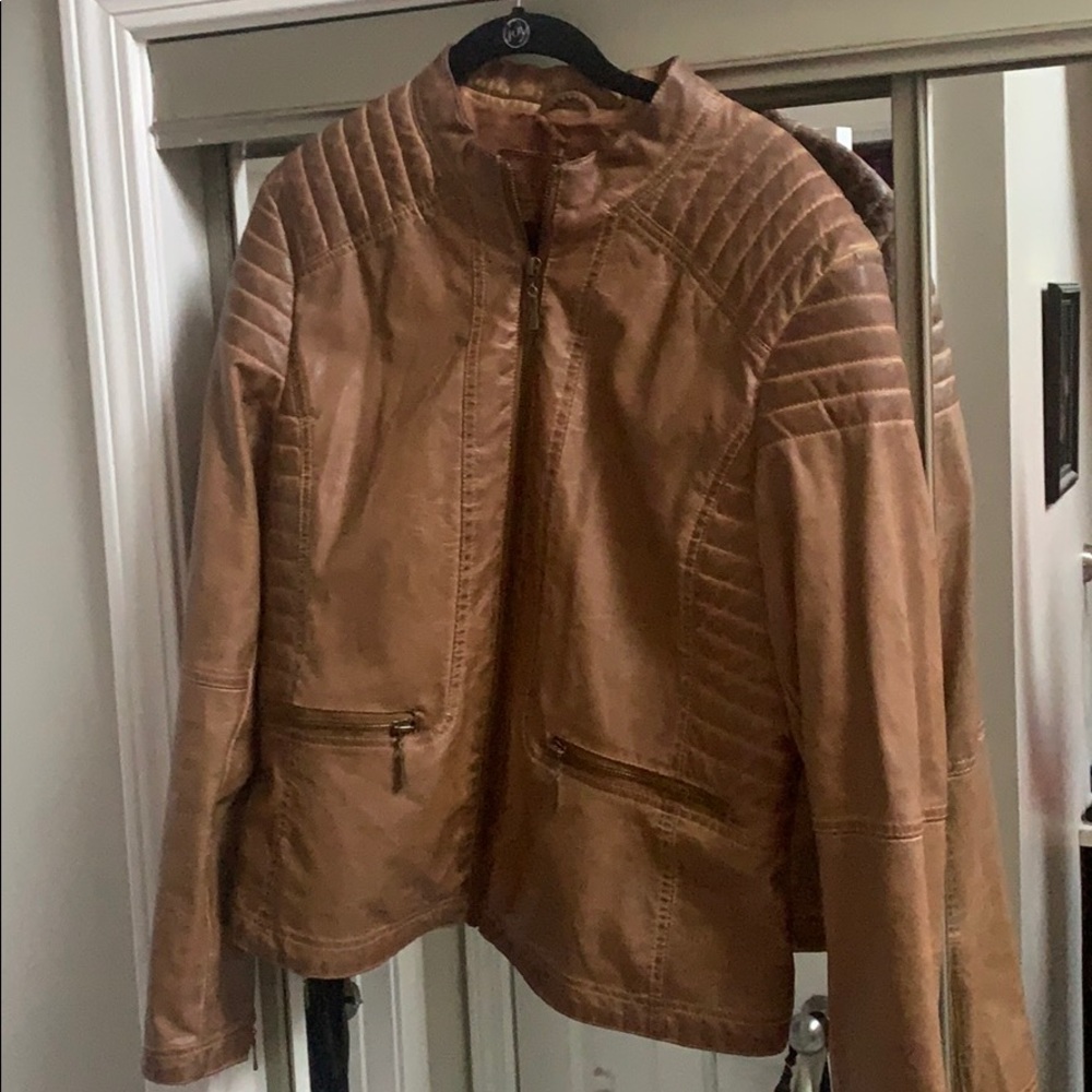 M.L.L.P faux leather jacket in Carmel